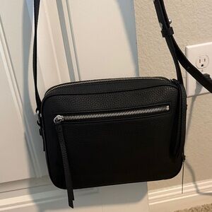 All Saints Captain Lea Black Leather Crossbody/Shoulder Bag